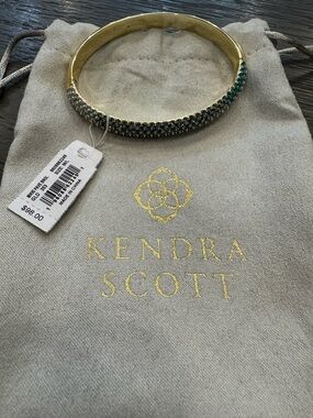 Kendra Scott Gold Bangle with Blue-Green Pavé Crystals